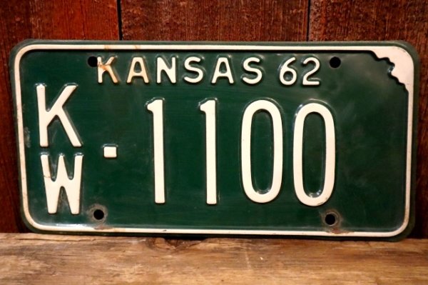 画像1: dp-250205-21 License Plate 1962 KANSAS "KW-1100"