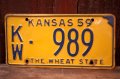 dp-250205-21 License Plate 1959 KANSAS "KW-989"