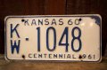 dp-250205-21 License Plate 1960 KANSAS "KW-1048"