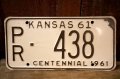 dp-250205-21 License Plate 1961 KANSAS "PR-438"