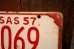 画像3: dp-250205-21 License Plate 1957 KANSAS "KW-1069" (3)