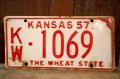 dp-250205-21 License Plate 1957 KANSAS "KW-1069"