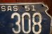 画像5: dp-250205-21 License Plate 1951 KANSAS "KW-308" Set