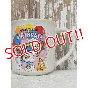 画像: ct-140509-19 Smurfette / 80's Ceramic Mug "Hooray For Birthdays"