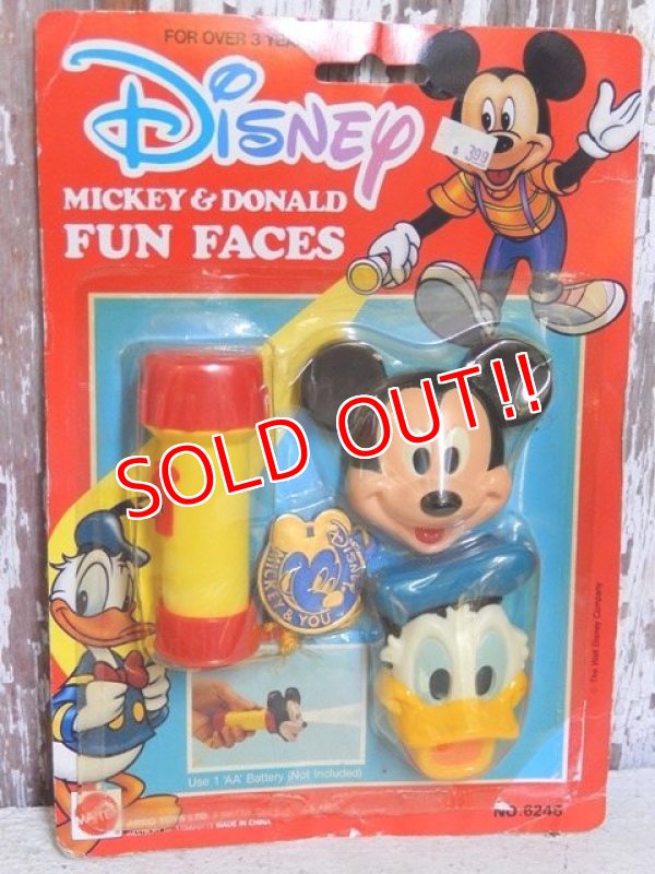 画像1: ct-150825-22 Mickey Mouse & Donald Duck / Mattel 80's Fun Faces Flashlight