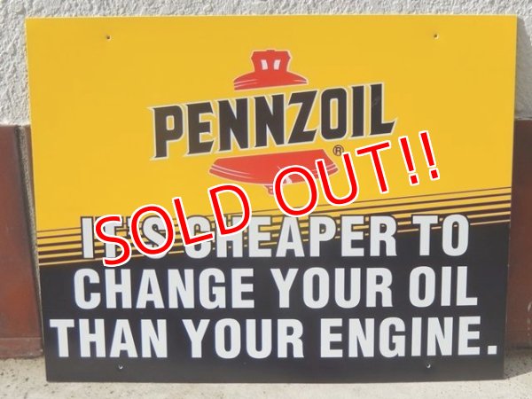 画像1: dp-160823-11 Pennzoil / 90's W-side Plastic Sign