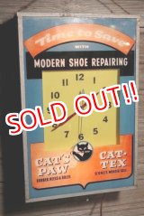 画像: dp-190101-12 CAT'S PAW CAT-TEX / 1950's Advertising Lighted Clock