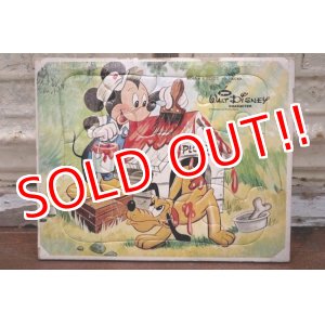 画像: ct-190101-31 Mickey Mouse & Pluto / jaymer 1960's Frame Tray Puzzle