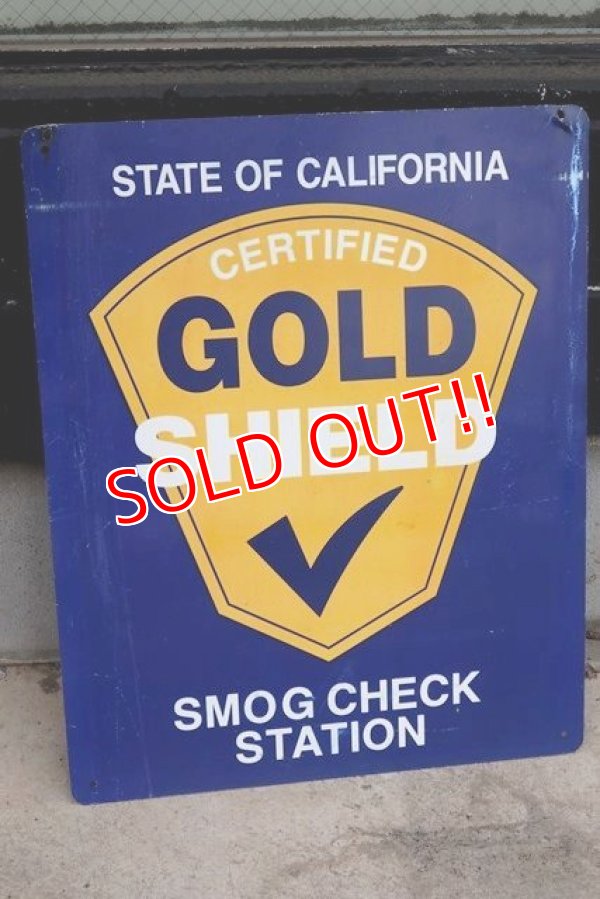 画像1: dp-190601-16 California GOLD SHIELD / Smog Check Station 1980's〜Metal Sign