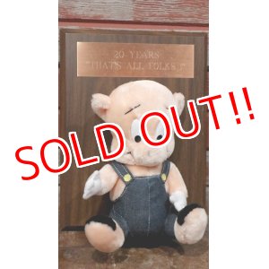 画像: ct-190910-08 Porky Pig / 1980's-1990's Plush Doll & Wood Plate