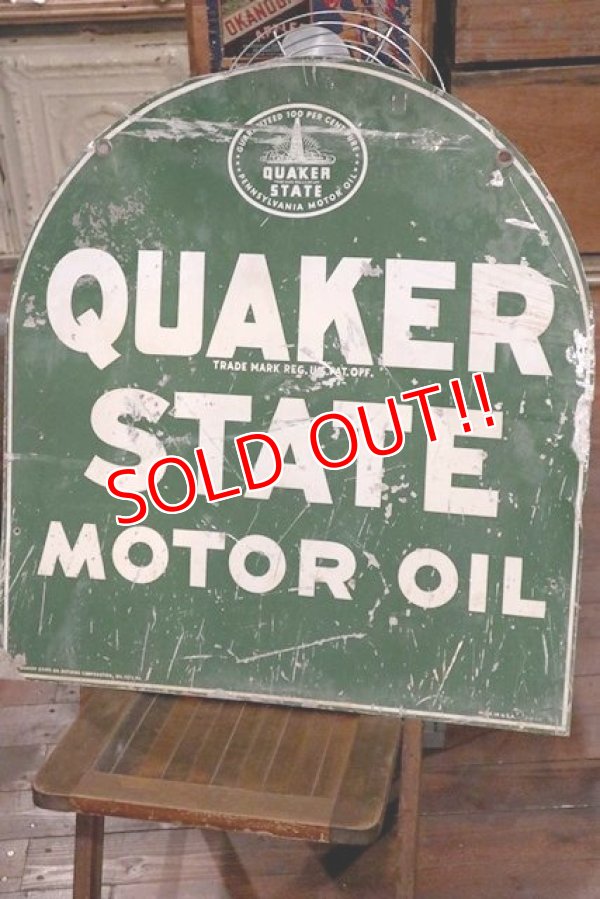 画像1: dp-190901-28 Quaker State / 1940's W-side Metal Sign