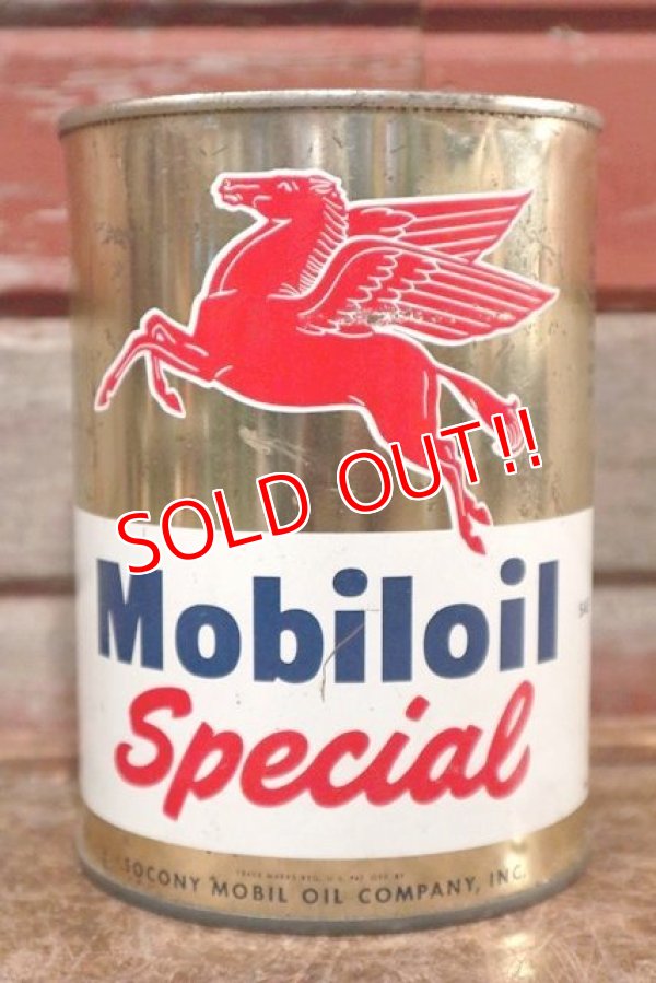 画像1: dp-200801-30 Mobiloil Special / 1950's〜One U.S.Quart Oil Can