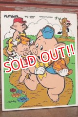 画像: ct-210101-09 Three Little Pigs / Playskool 1970's Wood Frame Tray Puzzle