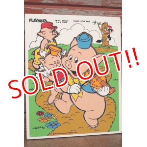 画像: ct-210101-09 Three Little Pigs / Playskool 1970's Wood Frame Tray Puzzle