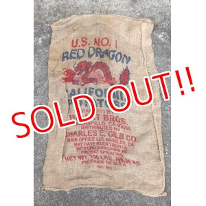 画像: dp-200301-19 RED DRAGON CALIFRONIA POTATOES / Vintage Burlap Potato Bag D