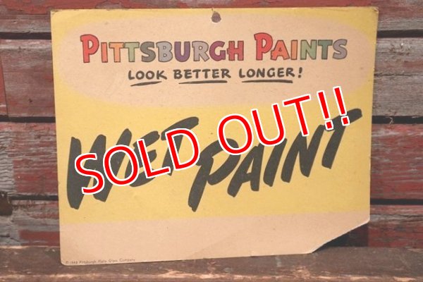 画像1: dp-210901-60 PITTSBURGH PAINTS / 1940's "WET PAINT" Paper Sign