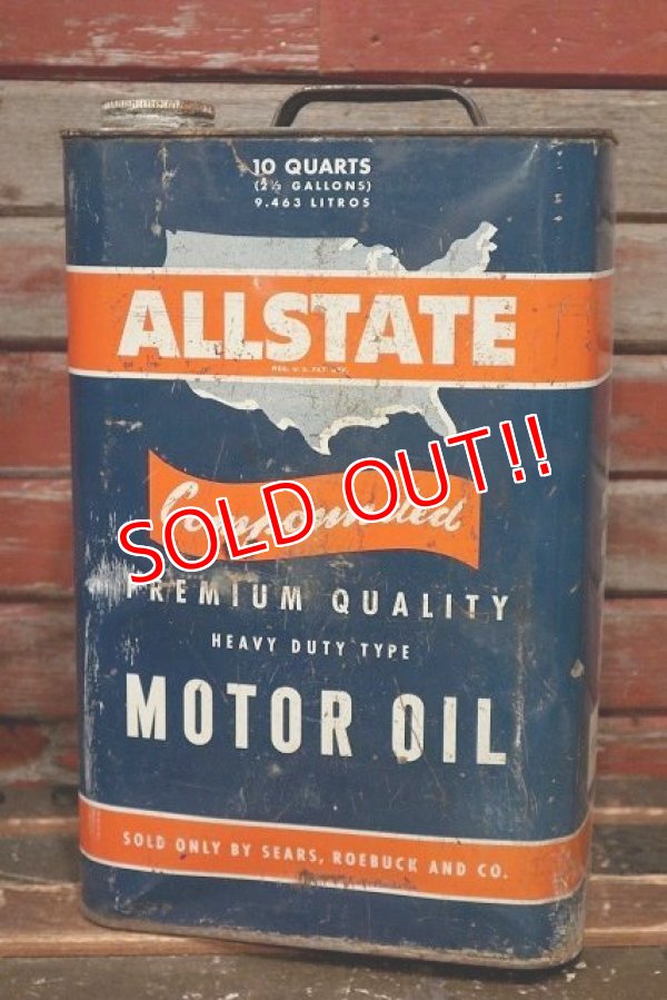 画像1: dp-220301-47 ALLSTATE MOTOR OIL / 1940's-1950's  2 1/2 U.S. Gallons Can