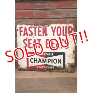 画像: dp-220901-35 CHAMPION / 1960's "FASTEN YOUR SEAT BELTS" Metal Sign