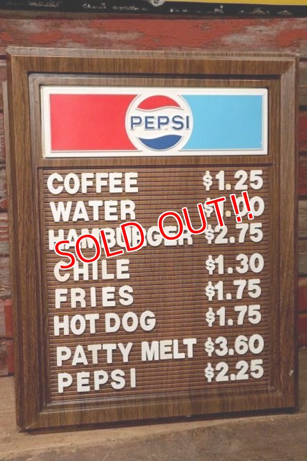 画像1: dp-220901-38 PEPSI / 1970's Menu Board Sign