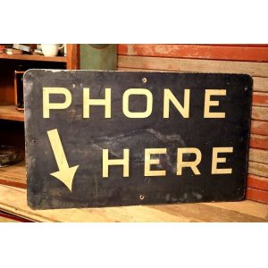 画像: dp-221201-36 "PHONE HERE" Vintage Sign