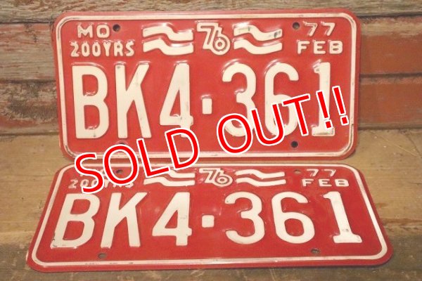 画像1: dp-230601-21 License Plate 1976-1977 200 YRS MISSOURI "BK4-361" Set