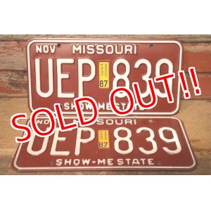 画像: dp-230601-21 License Plate 1987 MISSOURI "UEP 839" Set