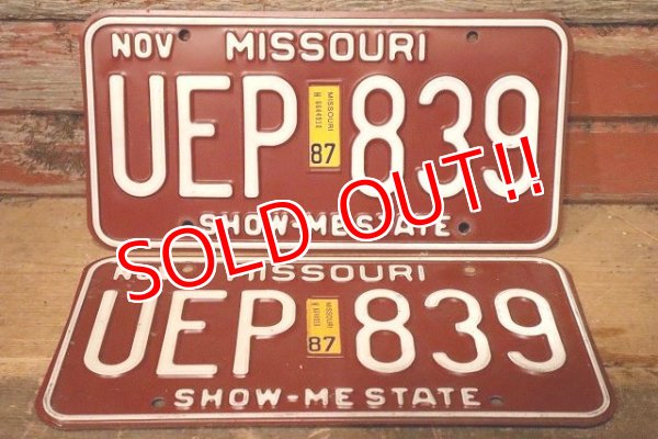 画像1: dp-230601-21 License Plate 1987 MISSOURI "UEP 839" Set