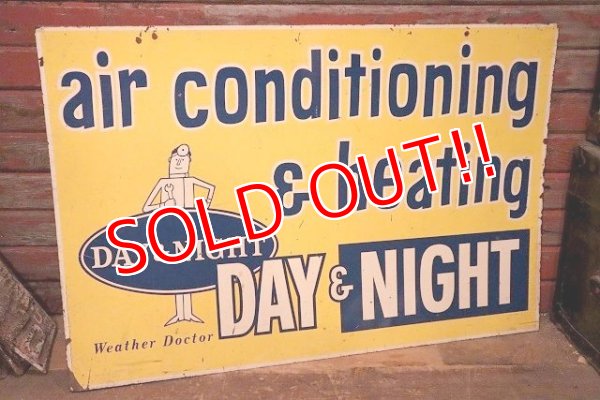 画像1: dp-230701-10 DAY & NIGHT / air conditioner & heating W-side Metal Sign