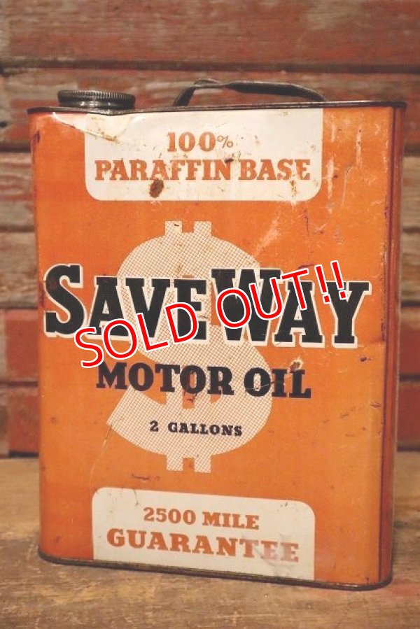 画像1: dp-230809-11 SAVE WAY & MOTOR OIL / Vintage 2 Gallons Can