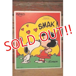 画像: ct-230809-05 Snoopy & Lucy / Playskool 1980's Wood Frame Tray Puzzle "SMAK!"