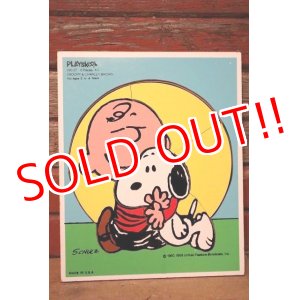 画像: ct-230809-04 Snoopy & Charlie Brown / Playskool 1980's Wood Frame Tray Puzzle