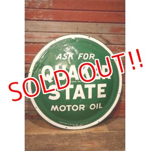 画像: dp-230724-04 QUAKER STATE MOTOR OIL / 1940's Convex Metal Sign