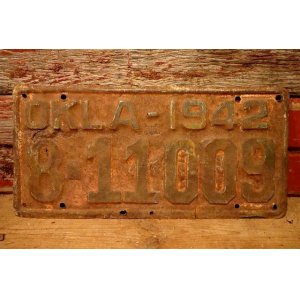 画像: dp-230601-21 License Plate 1942 OKLAHOMA "8-11009"