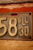 画像3: dp-230601-21 License Plate 1930 ILLINOIS "81-758"