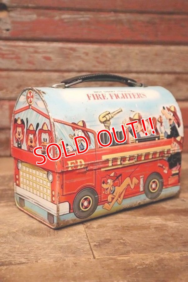 画像1: ct-231001-05 Walt Disney Character / ALADDIN 1969 FIRE FIGHTERS Metal Lunch Box