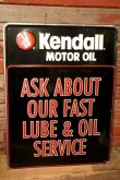 画像1: dp-231012-18 Kendall MOTOR OIL / 1980's Metal Sign "ASK ABOUT OUR FAST LUBE & OIL SERVICE"