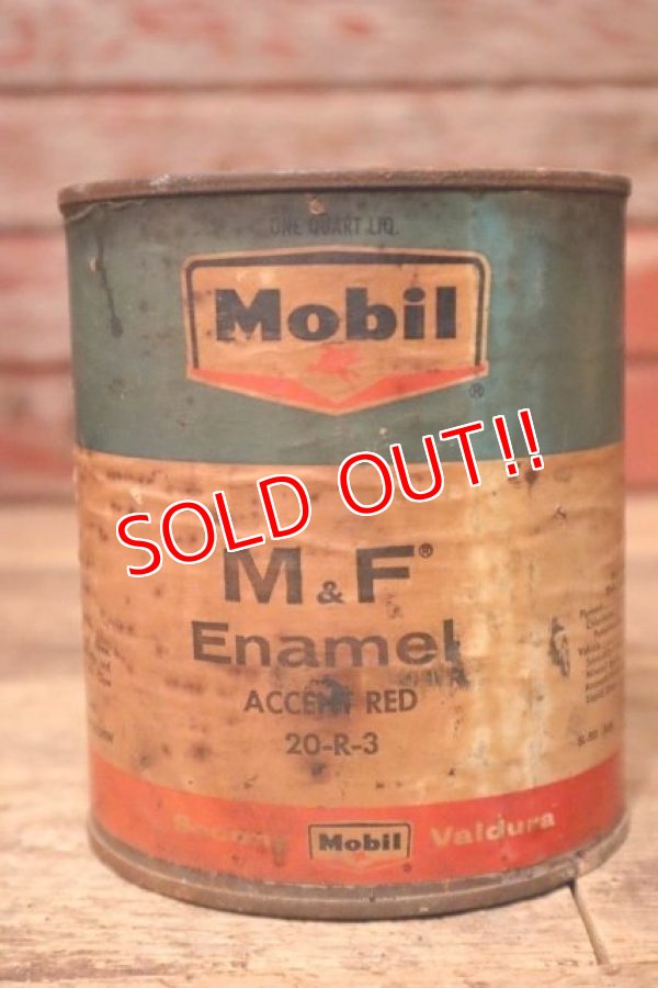 画像1: dp-231012-07 Mobil / 1960's M&F Enamel ACCCENT RED Can