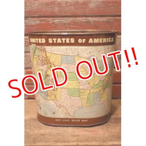 画像: dp-231206-13 1960's〜United State of America Fifty State Relief Map Trash Box