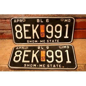 画像: dp-201101-27 License Plate 1980's MISSOURI "8EK 991" Set