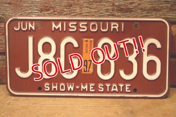 画像1: dp-201101-27 License Plate 1980's MISSOURI "J8G-836"