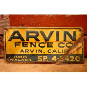 画像: dp-240207-22 ARVIN FENCE CO. Metal Sign