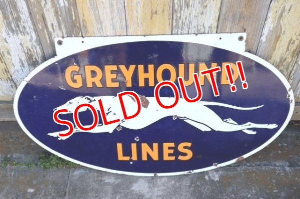 画像1: dp-240301-02 GREYHOUND / 1950's W-sided Porcelain Sign