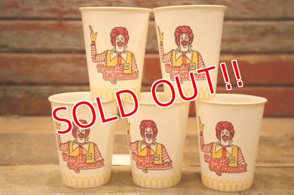 画像1: ct-150401-11 McDonald's / Ronald McDonald 1970's Wax Paper Cups (5個セット)