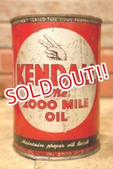 画像: dp-240605-02 KENDALL The 2000 MILE OIL 1940's-1950's One U.S. Quart Can