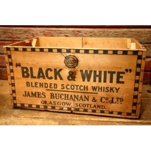 画像: dp-240604-04 BLACK & WHITE SCOTCH WHISKY / Vintage Wood Box