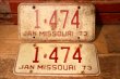 画像1: dp-230601-21 License Plate 1973 MISSOURI "1-474" Set