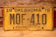 画像1: dp-230601-21 License Plate 1978 OKLAHOMA "MOF-410"