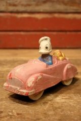 画像: ct-240814-06 Donald Duck & Pluto / SUN RUBBER 1940's Toy Car