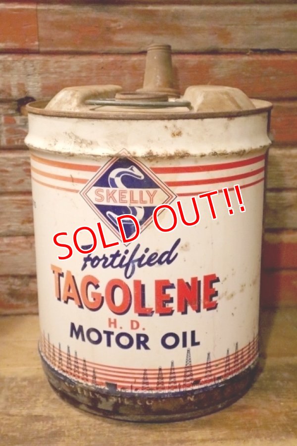 画像1: dp-240911-28 SKELLY / TAGOLENE MOTOR OIL 1970's 5 U.S. GALLONS CAN