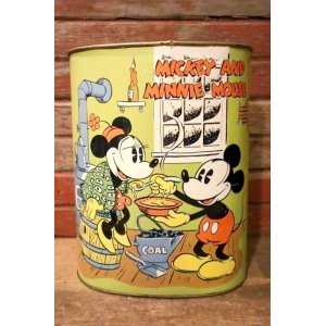 画像: ct-240911-02 Mickey Mouse & Minnie Mouse / CHEINCO 1970's Tin Trash Box